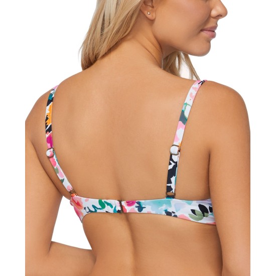  Honey Bloom Gemini Twist-Front Bikini Top, Pink, 12