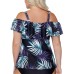  Plus Size La Flor Tankini, Black/Blue, 20W