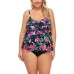  Plus Size Tiered Tankini Top, 20W, Multicolor