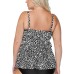  Plus Size Tiered Underwire Tankini Top, 20W, Black/White