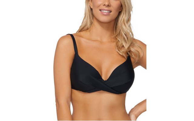  Sahara Solids Gemini Bikini Top, Black, 8