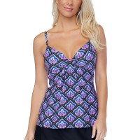 Island Escape Scorpio Underwire Tankini Top,Purple,8