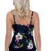  Tahiti Beach Crossover Underwire Tankini Top, Black Multi, 8