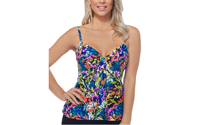  Waterfall Gardens Printed Underwire Tankini Top, Multi, 16