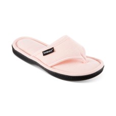 Isotoner Signature Women’s Jersey Cambell Thong Slippers With Memory Foam, Beige, L