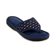 Isotoner Signature Women’s Jersey Dot Ada Thong Slipper, Navy,S(6.5-7)
