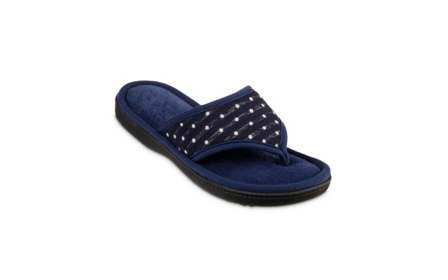  Signature Women’s Jersey Dot Ada Thong Slipper, Navy,S(6.5-7)