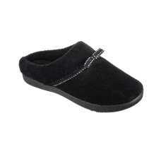 Isotoner Signature Women’s Micro Terry Milly Hoodback Slipper, Black, 6.5-7