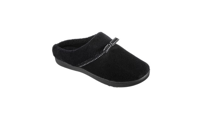  Signature Women’s Micro Terry Milly Hoodback Slipper, Black, 6.5-7