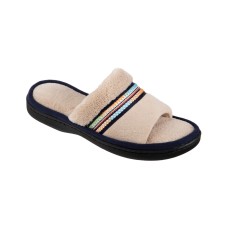 Isotoner Women’s Microterry Anna Slide Slippers, Beige, 6-7