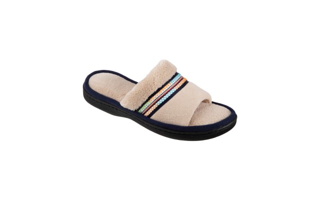  Women’s Microterry Anna Slide Slippers, Beige, 6-7