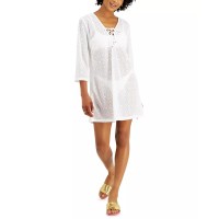 J Valdi Lace-up Tunic Cover-up, White, Large