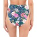  Floral-Print High-Waist Bikini Bottoms, Small, Blue