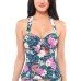  Gardenia Paradise Halter Tankini Top, Medium, Multicolor