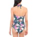  Gardenia Paradise Halter Tankini Top, Medium, Multicolor