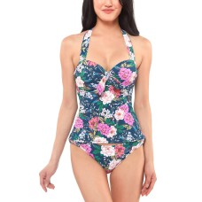 Jessica Simpson Gardenia Paradise Halter Tankini Top, Medium, Multicolor
