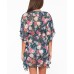  Gardenia Paradise Ruffled Kimono Cover-Up, Navy, M