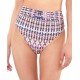  Laguna Beach High-Waist Belted Bikini Bottoms,Blue/Pink X-Large