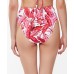  Printed Paradiso Palm High-Waist O-Ring Bottom,Fuchsia Multi, Large