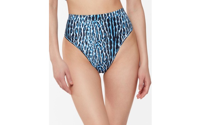  Sassy Safari High-Waisted Bikini Bottoms Women’s Swimsuit, Navy Animal, Medium