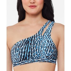 Jessica Simpson Sassy Safari One-Shoulder Bikini Top, Large, Blue