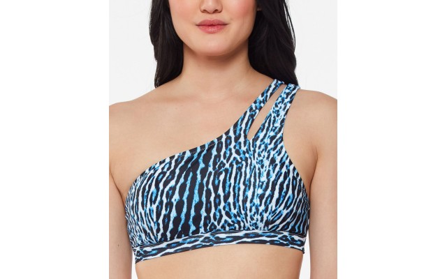  Sassy Safari One-Shoulder Bikini Top, Large, Blue