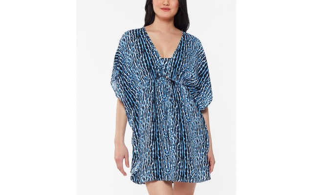  Sassy Safari Printed Cover-Up Caftan, Small, Multicolor