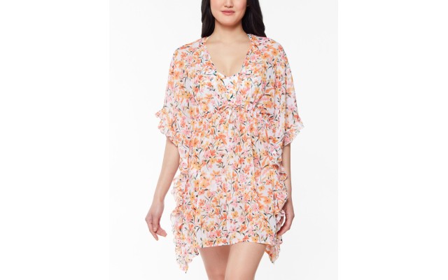  Summer Dreaming Printed Caftan Cover-Up, Large, Pink