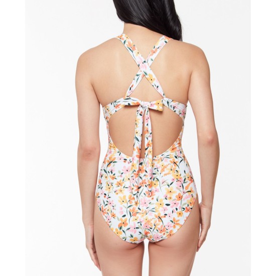  Summer Dreaming Tie-Front One-Piece Swimsuit, Multi, Medium