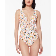 Jessica Simpson Summer Dreaming Tie-Front One-Piece Swimsuit, Multi, Medium