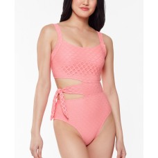 Jessica Simpson Sweet Tooth Solids Cutout One-Piece Swimsuit, Light Pink, Small