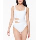  Sweet Tooth Solids Cutout One-Piece Swimsuit, White, Medium