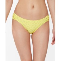 Jessica Simpson Sweet Tooth Solids Shirred Hipster Bikini Bottoms, X-Large, Light Yellow