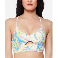 Jessica Simpson Tie-Dyed Cropped Keyhole Cami Bikini Top Women’s Swimsuit, Multi, XL
