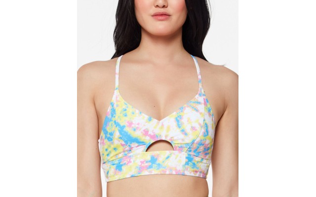 Tie-Dyed Cropped Keyhole Cami Bikini Top Women’s Swimsuit, Multi, XL