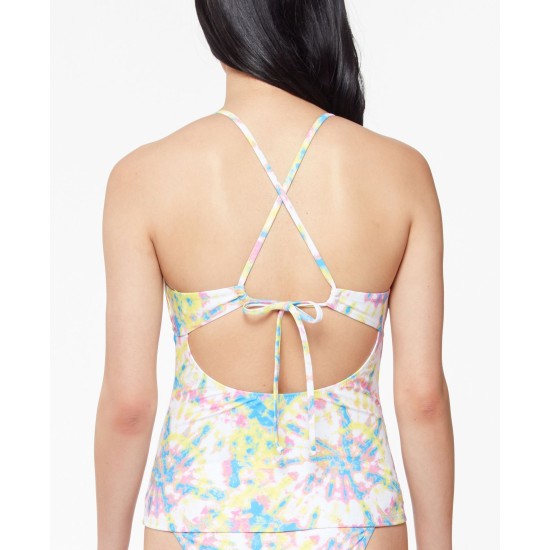  Tie-Dyed Crossed-Back Tankini Top, MULTI/COLOR, Small