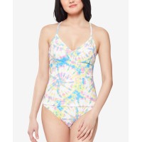 Jessica Simpson Tie-Dyed Crossed-Back Tankini Top, MULTI/COLOR, Large