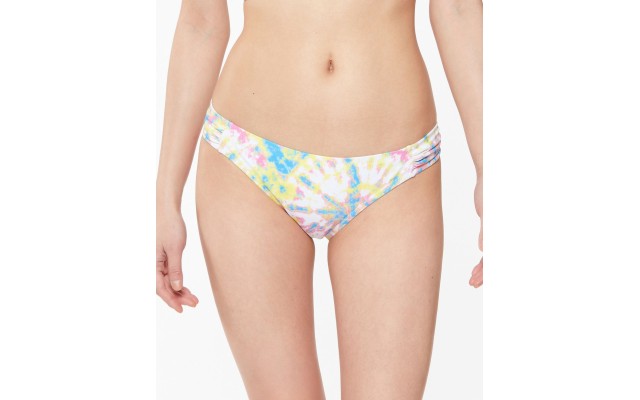  Tie-Dyed Side-Shirred Hipster Bikini Bottoms, MULTI/COLOR, Large