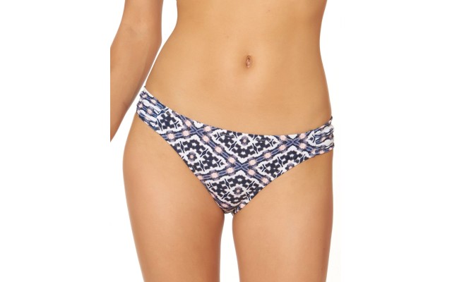  Venice Beach Printed Shirred Hipster Bikini Bottoms, Multi, Large