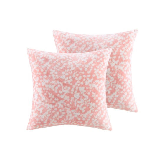  Patterned 2-pack Decorative Pillows, Pink, 18″ x 18″
