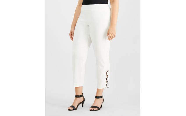  Plus Size Loop-Hem Ankle Pants