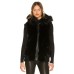  Hooded Faux Fur Bomber Vest, Black