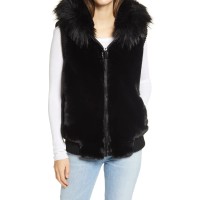 JOCELYN Hooded Faux Fur Bomber Vest