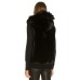  Hooded Faux Fur Bomber Vest, Black