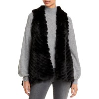 Jocelyn Striped Faux Fur Asymmetric Vest