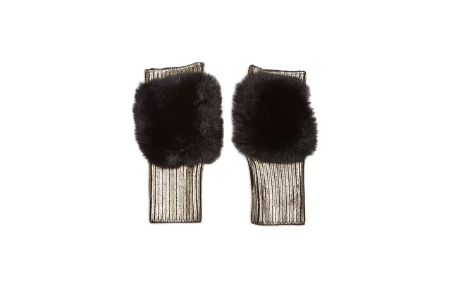 Metallic Faux Fur Mittens