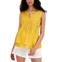 JPR Studio Women's Crochet-Trim Tank Top, Mango Mojito, S