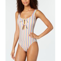 Kate Spade new york Beach Stripe Printed Tied One-Piece Swimsuit, MULTI/COLOR, X-Large