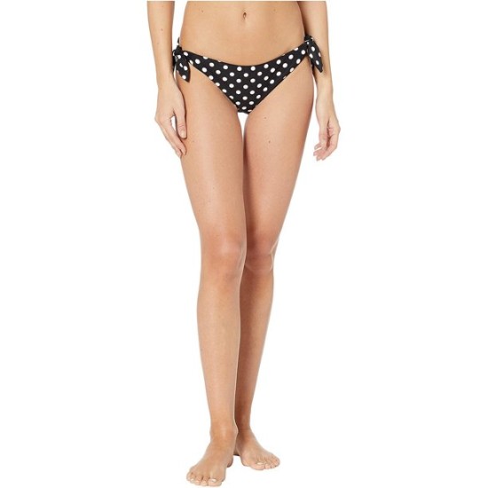 Lia Dot Reversible Side Tie Bikini Bottoms, Black, Large