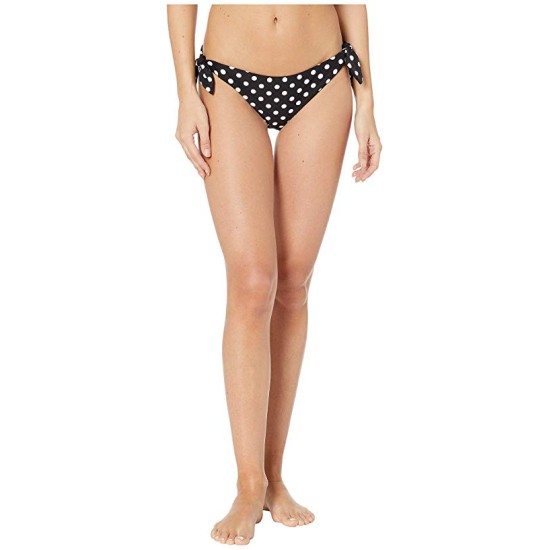  Lia Dot Reversible Side Tie Bikini Bottoms, Medium, Black/White